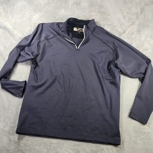 Sun Mountain Shirt Mens Medium Thermal Wear Quarter Zip Pullover Blue Logos